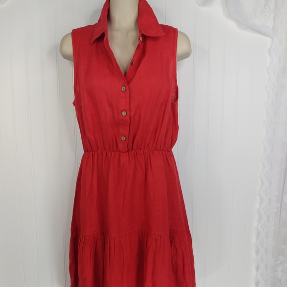 LE REGAZZE Made in Italy Linen Fit and Flare Dress Sz M - Picture 11 of 16